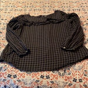 LOFT Grey/Black Buffalo Plaid shirt